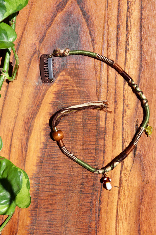 Earthy Mushroom & Leaf Clip-In hairwrap