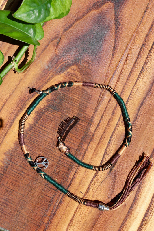Forest Green Peace Sign Clip-In Hairwrap