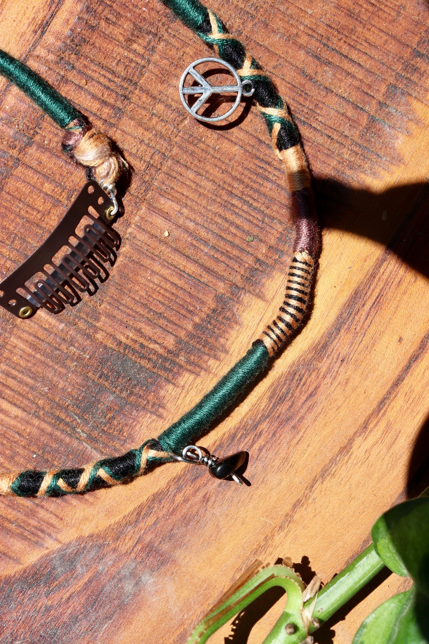Forest Green Peace Sign Clip-In Hairwrap