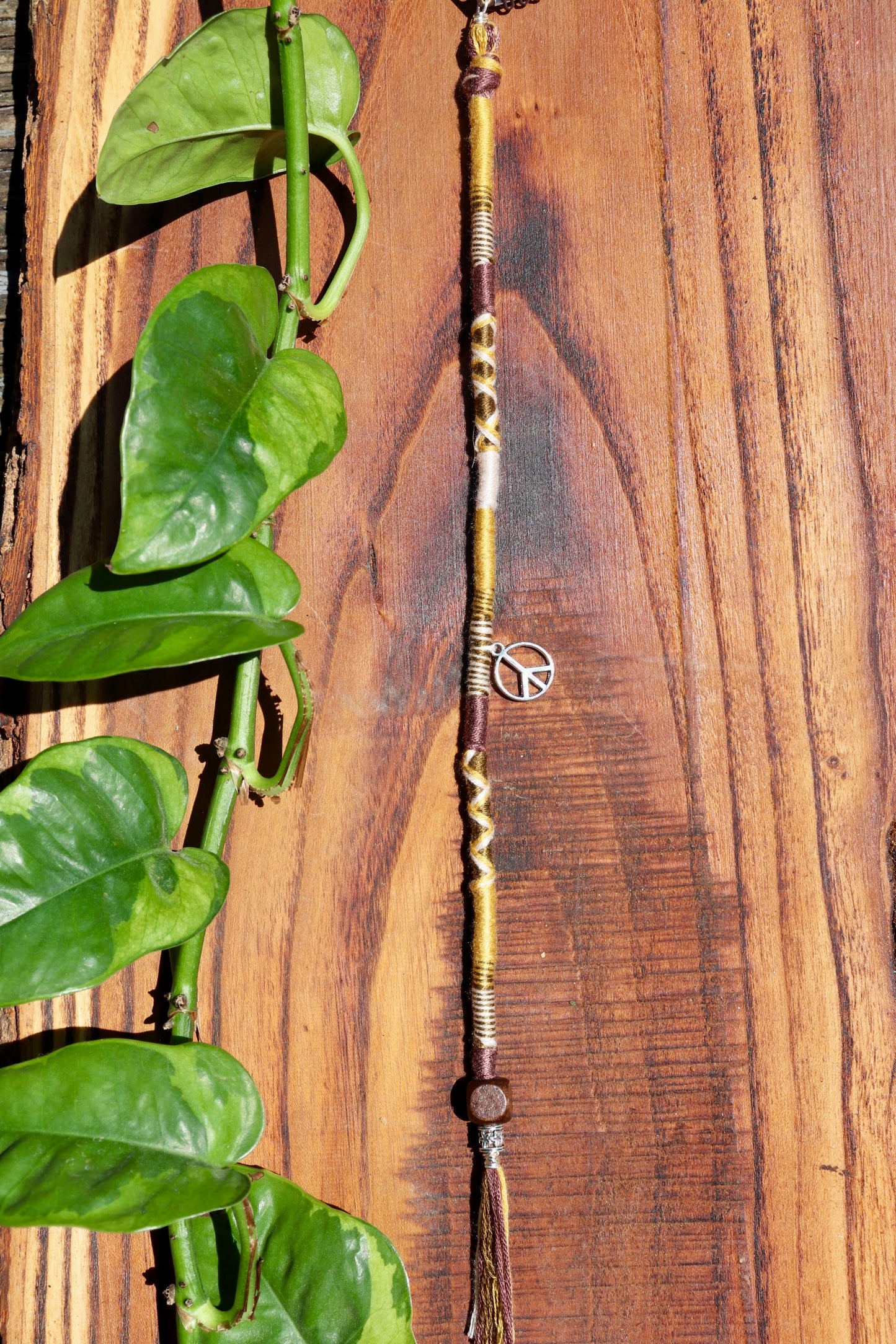 Yellow & Brown Peace Sign Clip-In Hairwrap