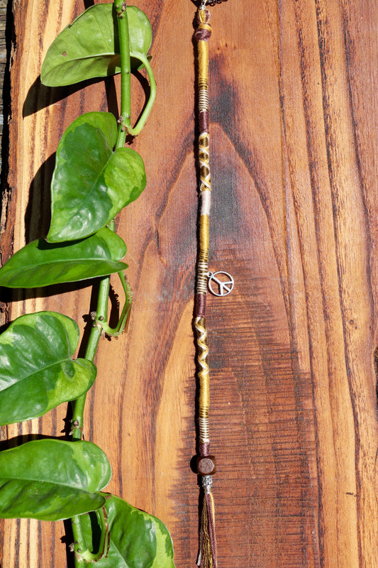 Yellow & Brown Peace Sign Clip-In Hairwrap