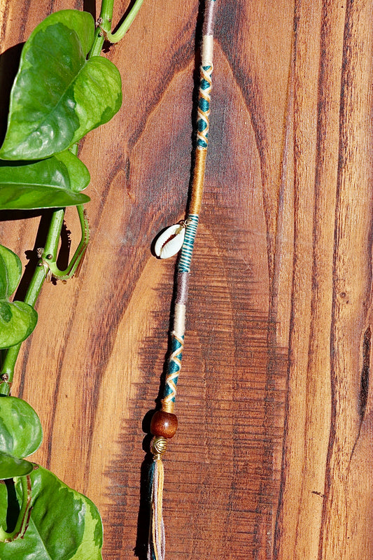Orange, Teal, Shell, Clip-In Hairwrap