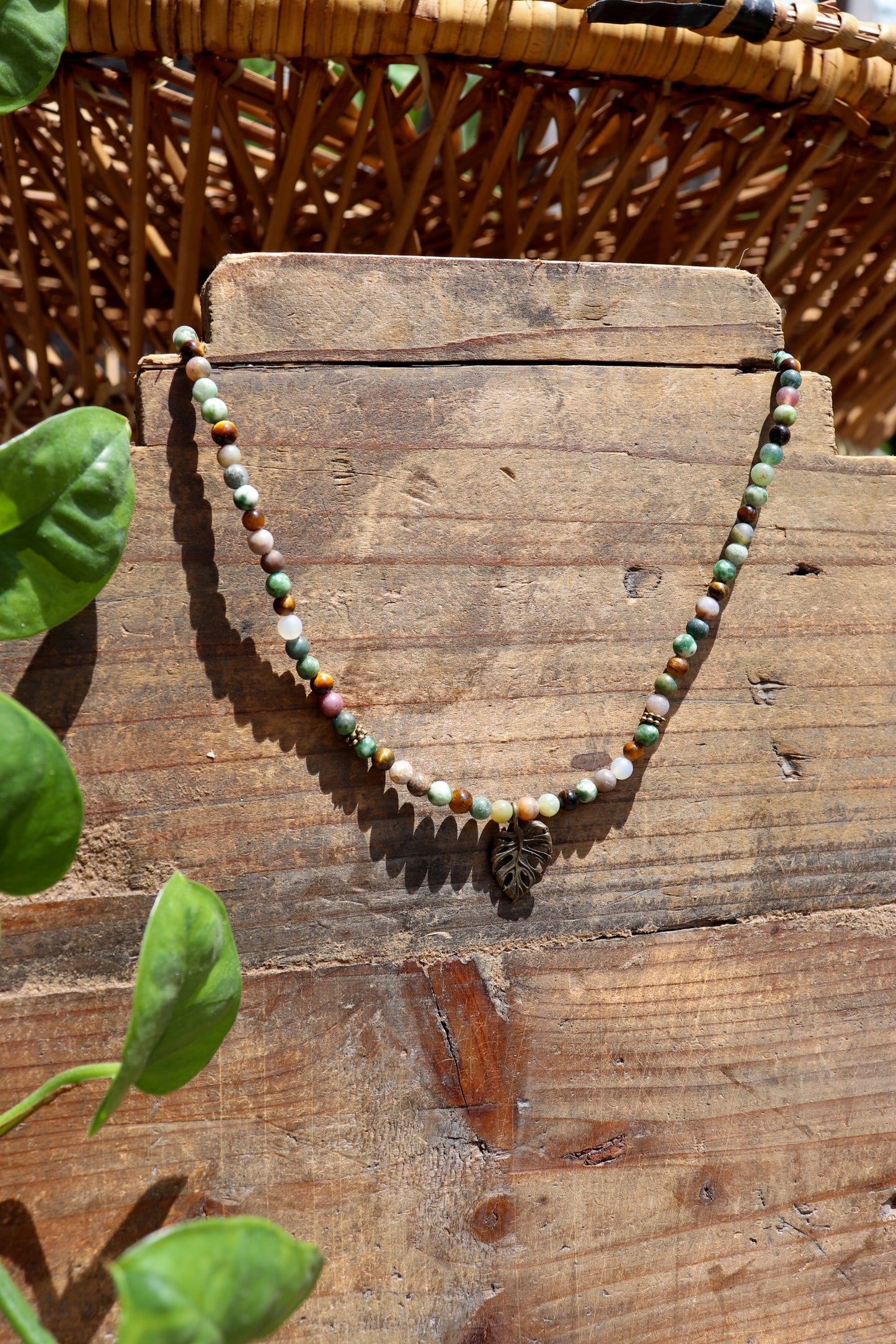 Brass Monstera Leaf Necklace