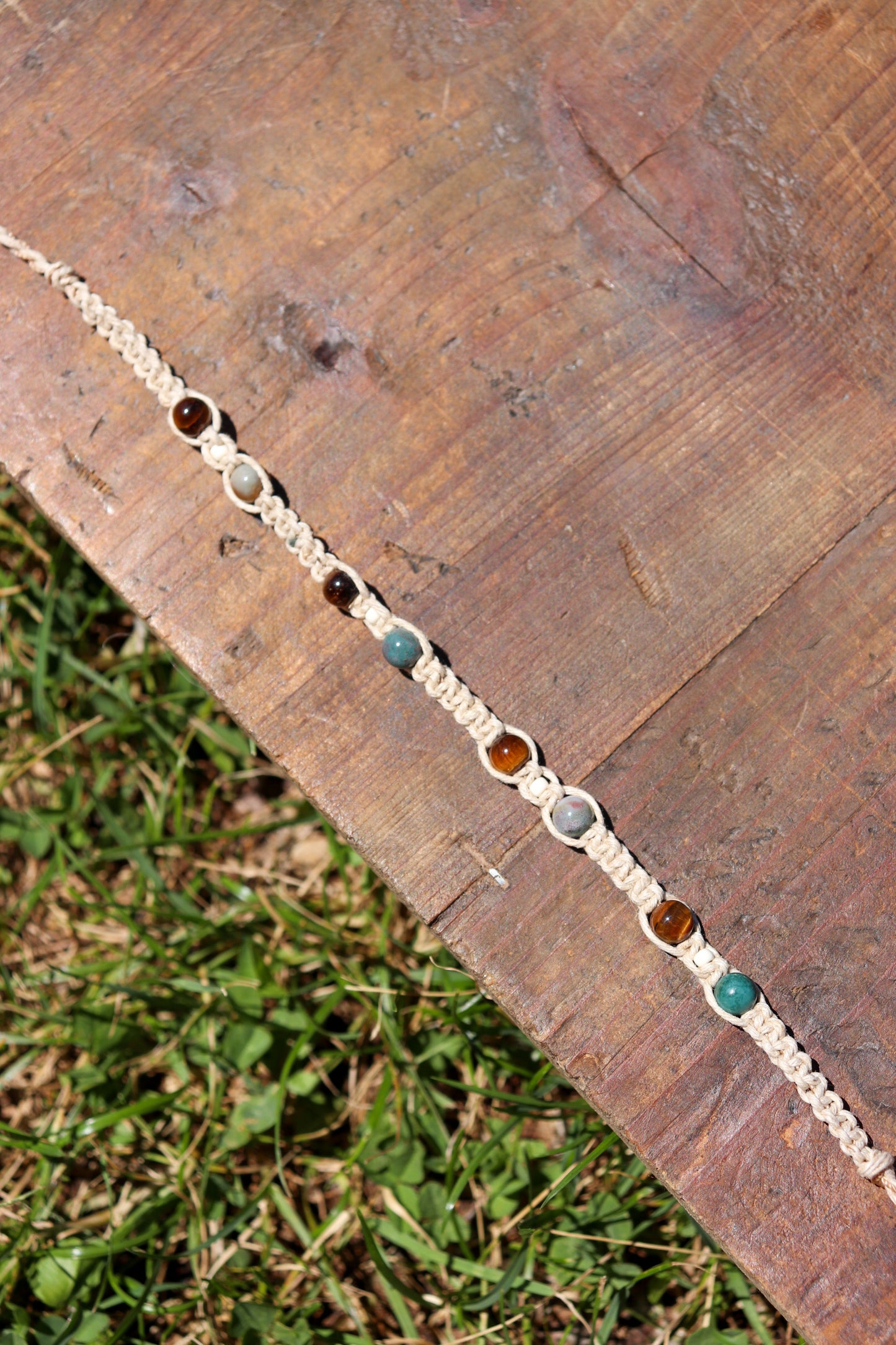 Unakite Hemp Macramé Anklet