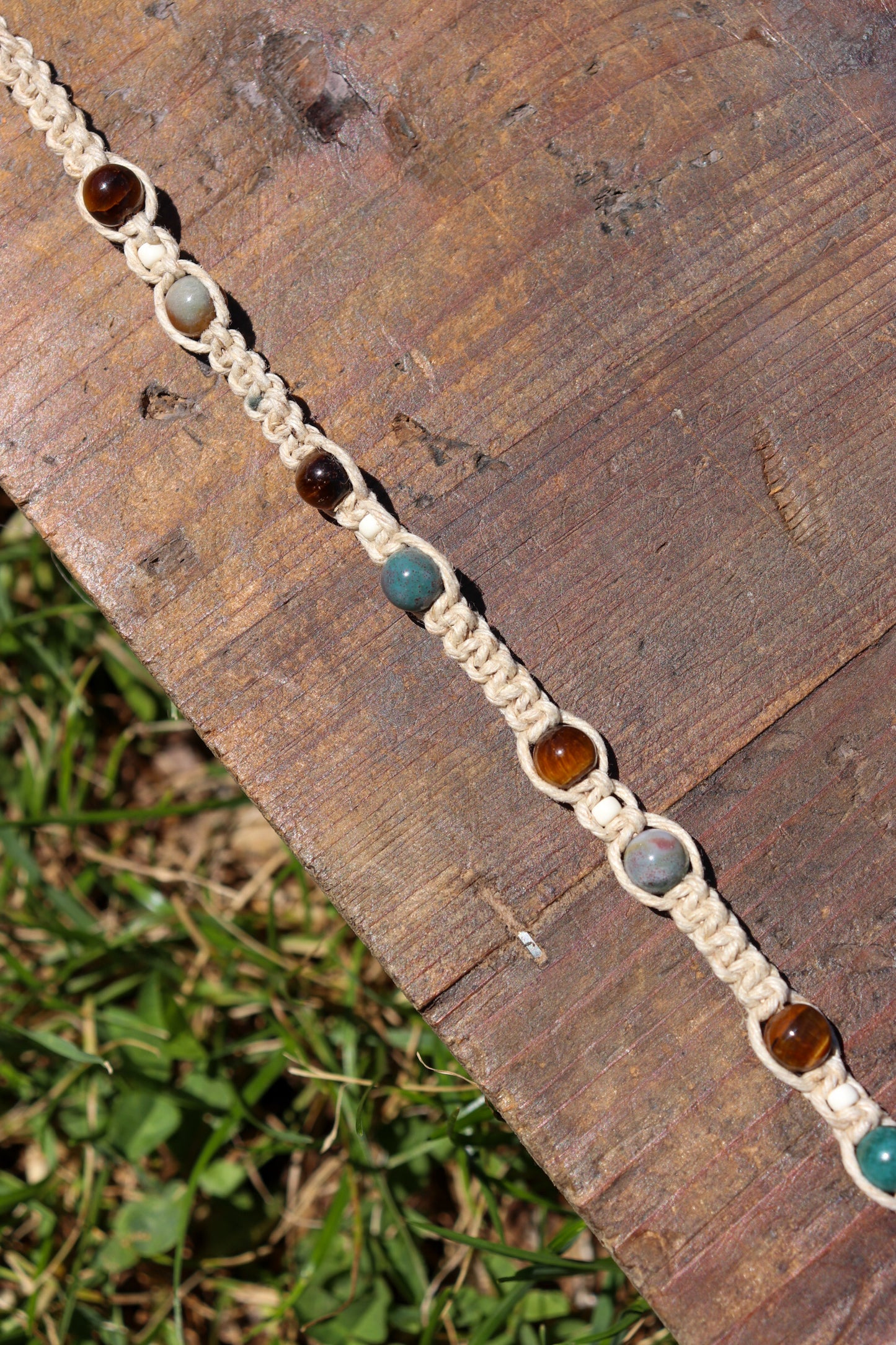 Indian Agate Hemp Macramé Anklet