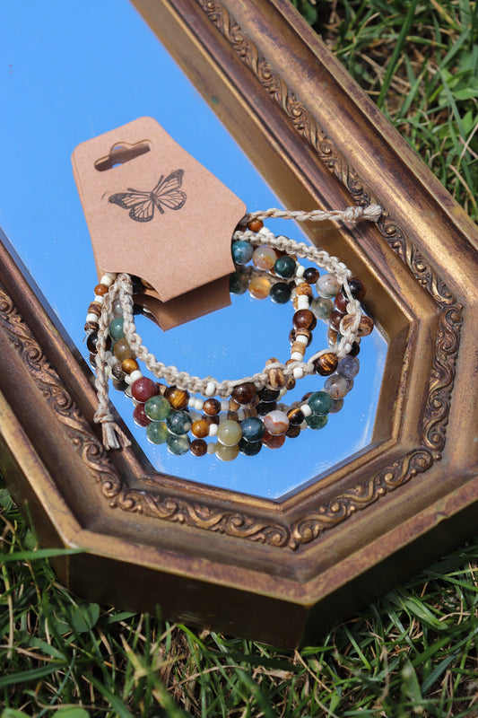 Indian Agate Bracelet Trio