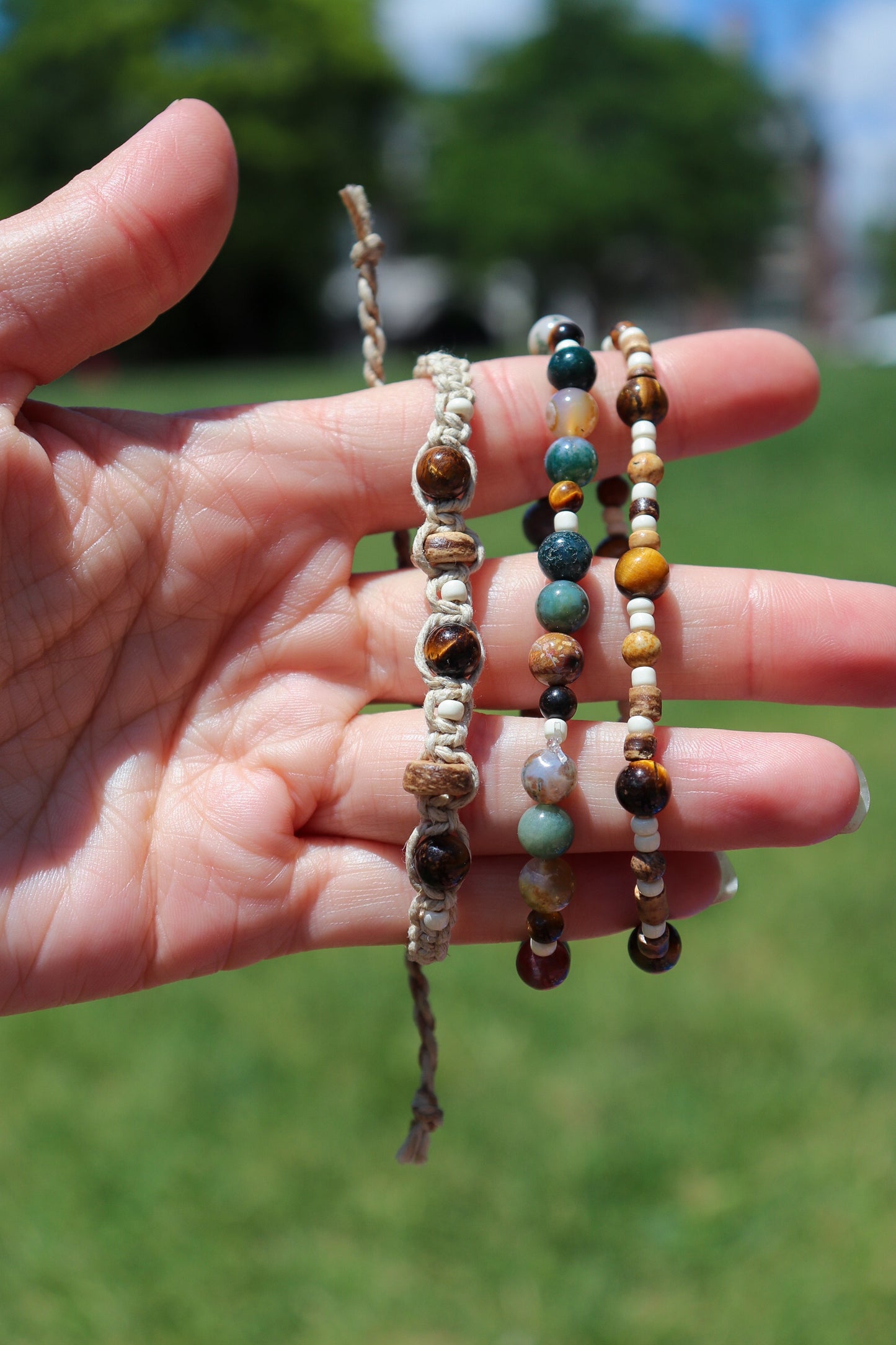 Indian Agate Bracelet Trio