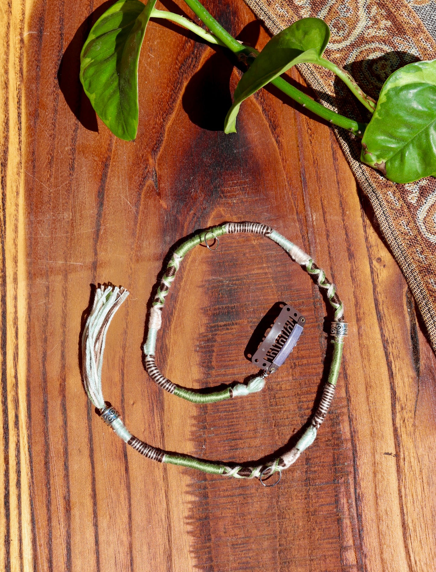 Sage, Pale Blue, Brown Clip-In Hairwrap