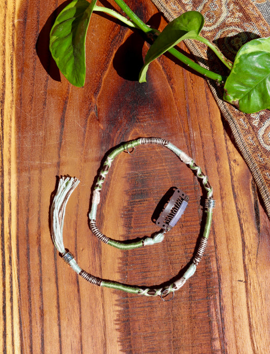 Sage, Pale Blue, Brown Clip-In Hairwrap