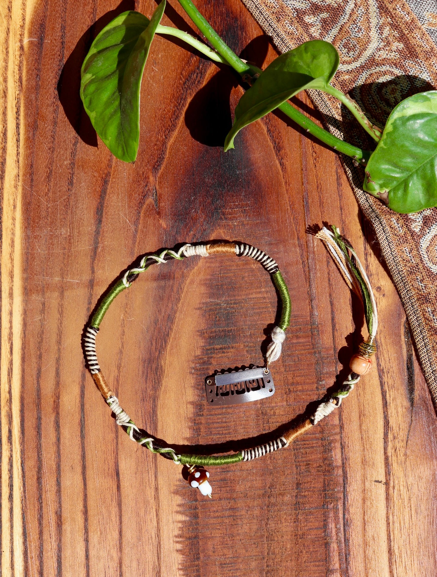Green, Orange, Shroomy Clip-In Hairwrap