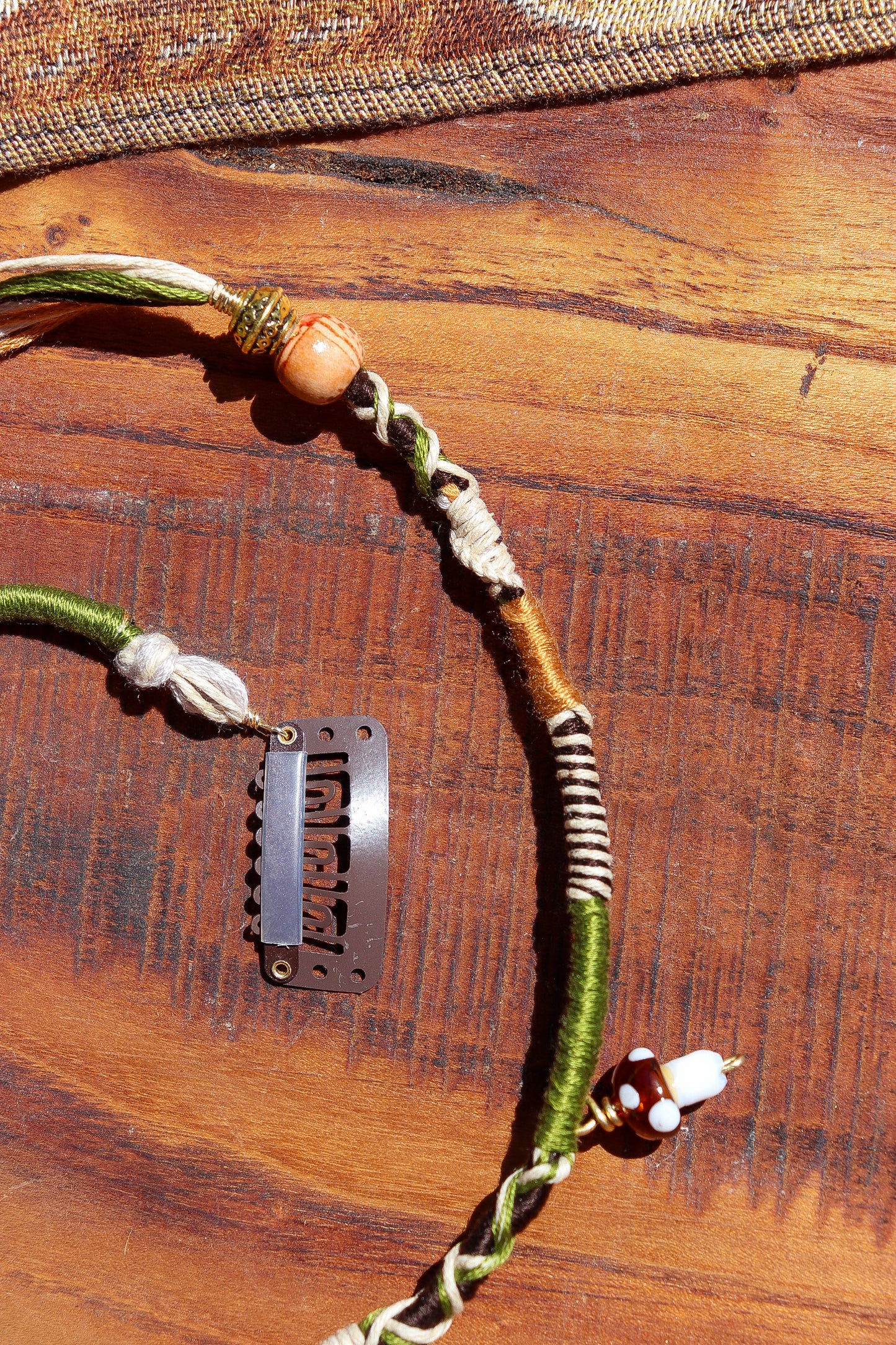 Green, Orange, Shroomy Clip-In Hairwrap